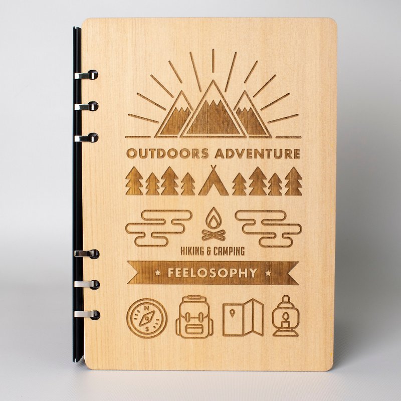 原木笔记本 野外露营 Camping Wooden Notebook 桧木 - 笔记本/手帐 - 木头 