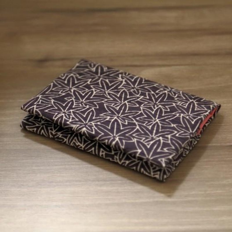 舞う紅葉×浅緋色　きものカードケース - 名片夹/名片盒 - 棉．麻 紫色