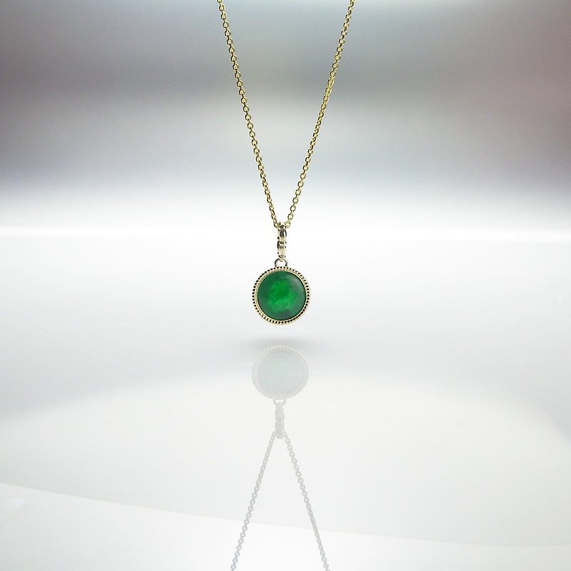 14K K金项链 翡翠项链 绿色宝石 轻珠宝 - 项链 - 贵金属 