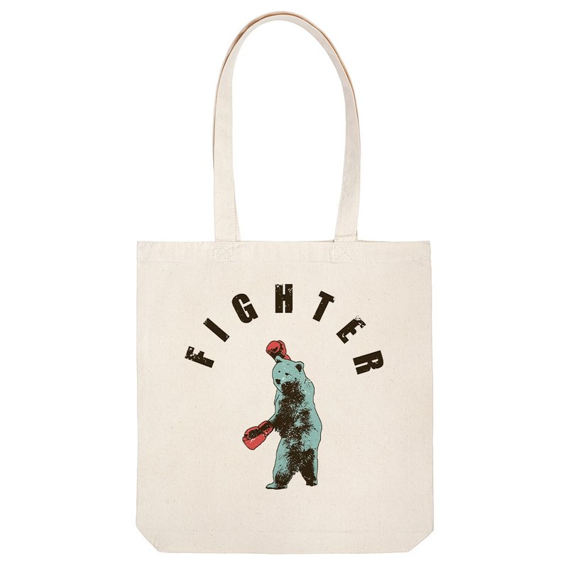 手提袋/ Fighting bear - 手提包/手提袋 - 棉．麻 卡其色