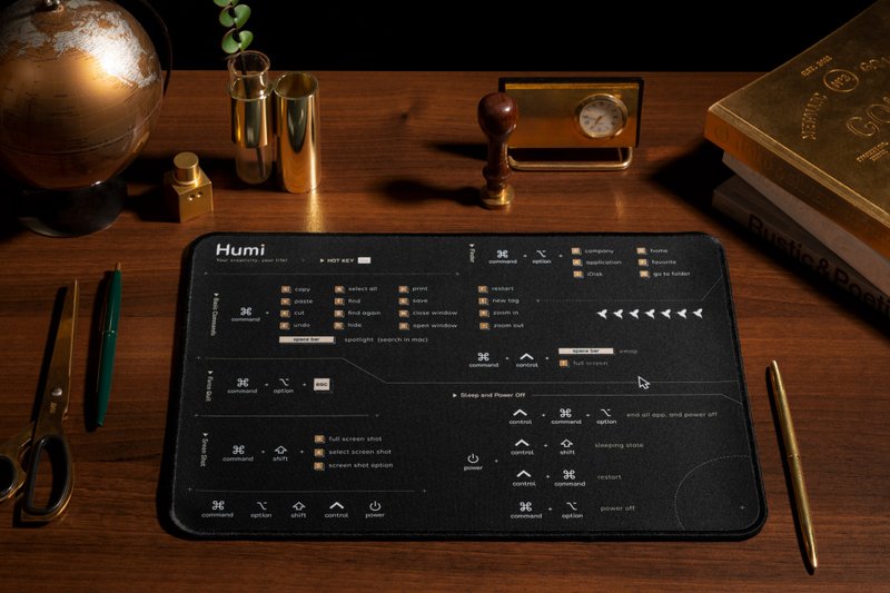 【Humi Classic - MacOS 快捷键-英文版】居家办公/鼠标桌垫/定制 - 鼠标垫 - 环保材料 黑色