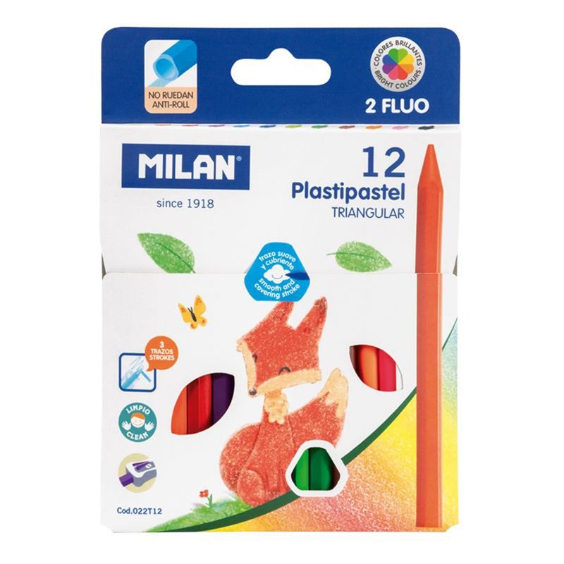 MILAN 口袋型无毒不沾手六角蜡笔(12色) - 其他书写用品 - 蜡 多色