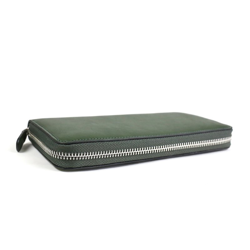 Woman zip leather wallet /Green - 皮夹/钱包 - 真皮 绿色