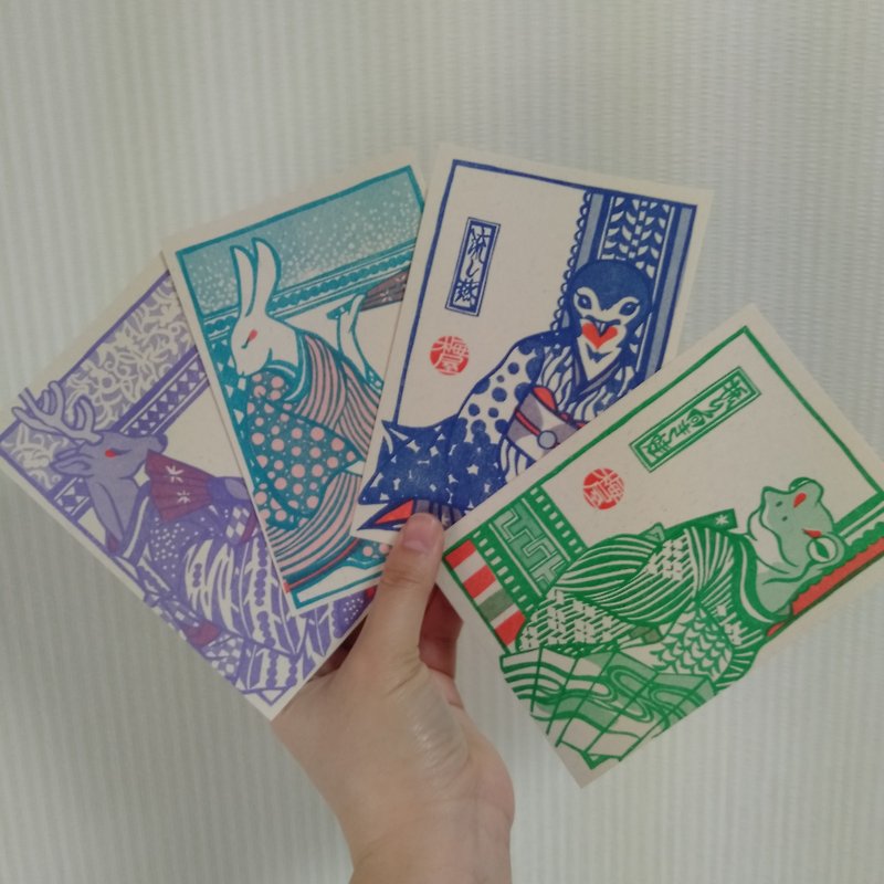 レトロ印刷 ポストカードセット 15 - 卡片/明信片 - 纸 红色