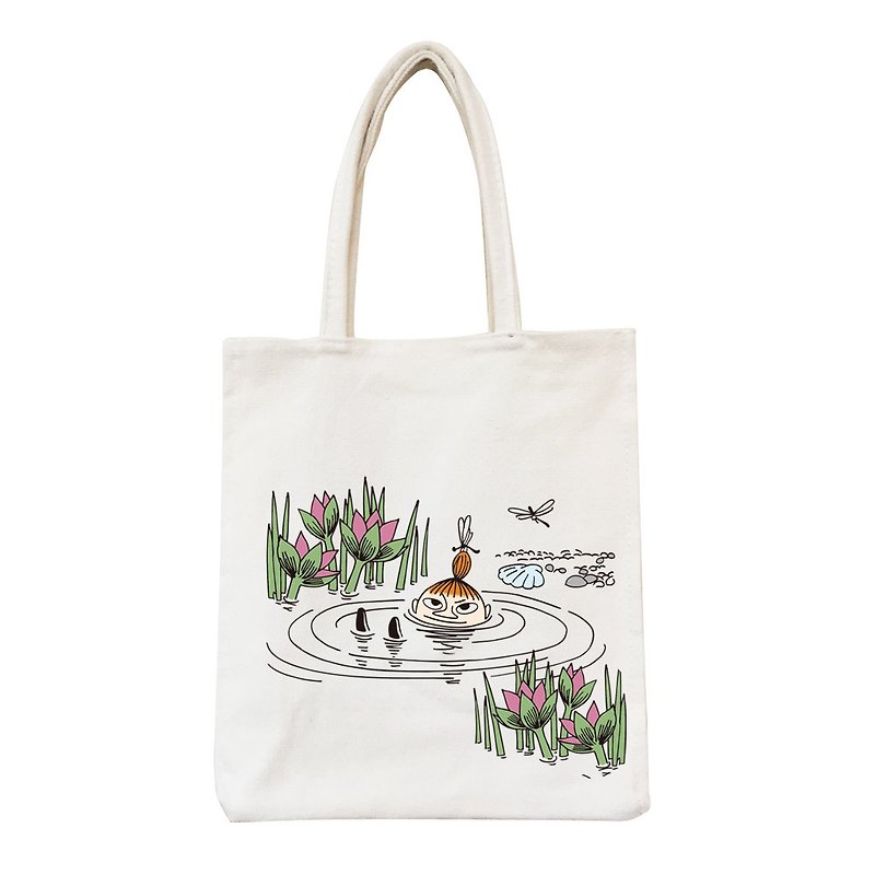 Moomin噜噜米授权-野餐包【莲花池边的嬉戏】 - 手提包/手提袋 - 棉．麻 粉红色