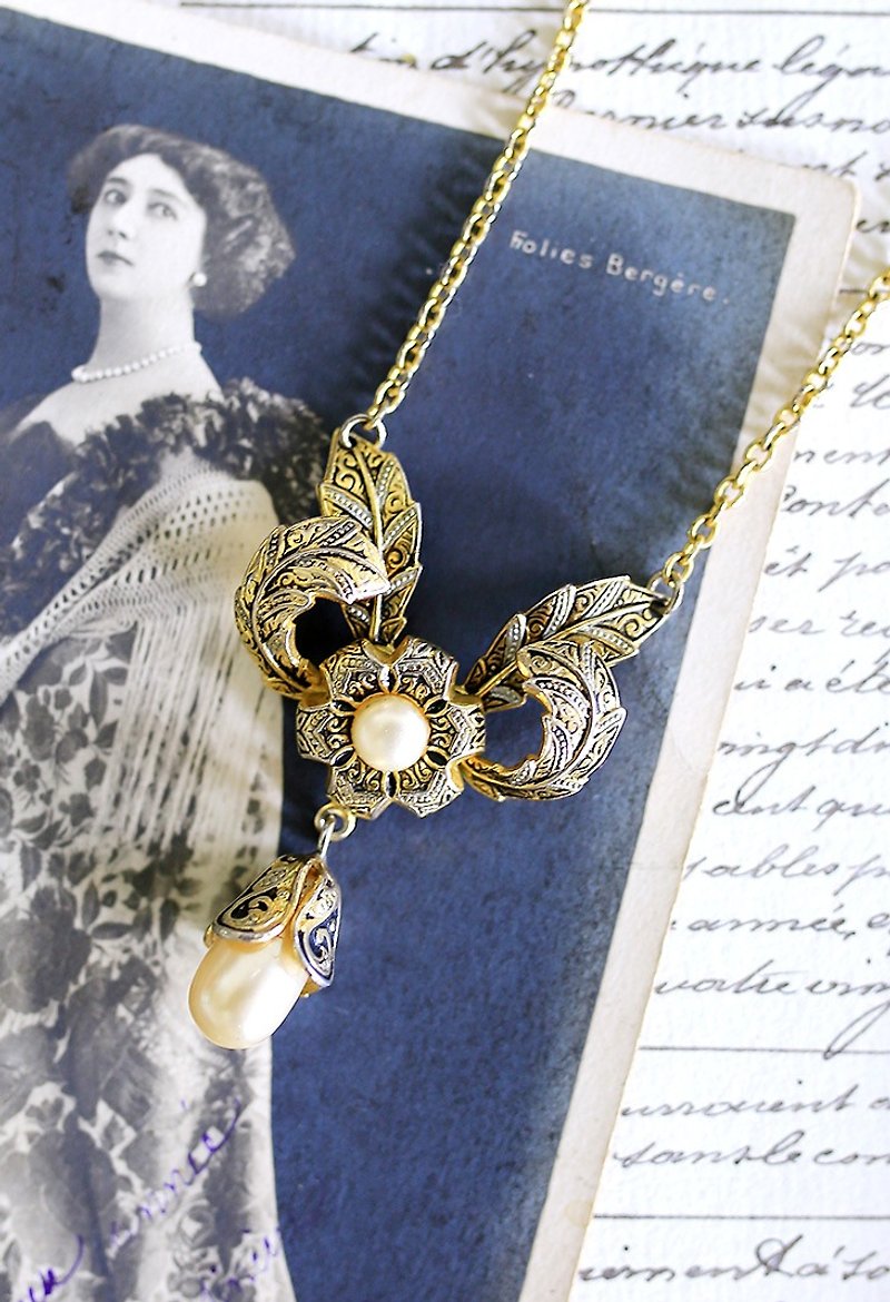 古董项链 No.8 西班牙 大马士革 复古 珍珠项链 - 项链 - 其他金属 金色