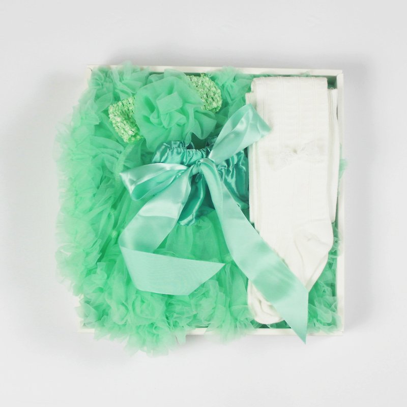日安朵朵 / My Princess 气质小公主礼盒组 - (蓬裙+裤袜) 弥月 - 满月礼盒 - 聚酯纤维 绿色