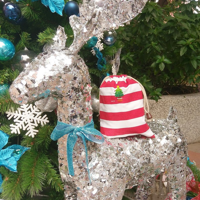 圣诞树刺绣束口袋 Christmas - 化妆包/杂物包 - 棉．麻 多色