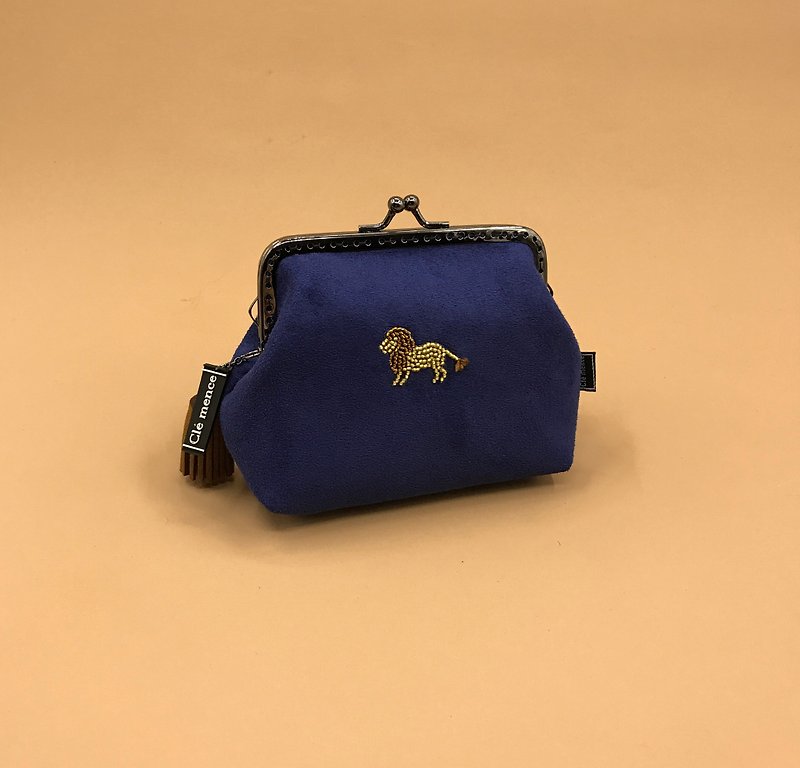 小狮子 口金包 零钱包 缝珠零钱包 - 零钱包 - 聚酯纤维 蓝色