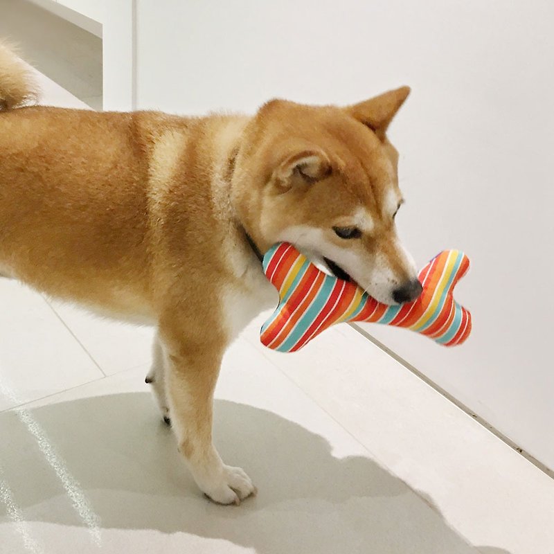 狗玩具-福系列(条纹骨) - 玩具 - 棉．麻 橘色