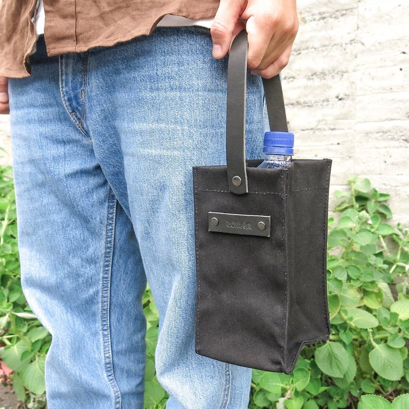 皮帆随身带、袋--抢眼黑 饮料袋 可装饮料、钱包【改潮换袋】 - 随行杯提袋/水壶袋 - 防水材质 黑色