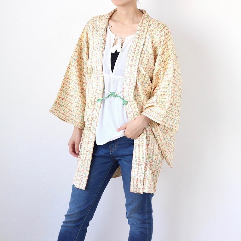 floral kimono, kimono jacket, kimono, Japanese silk haori, Japanese haori /3980 - 女装休闲/机能外套 - 丝．绢 黄色
