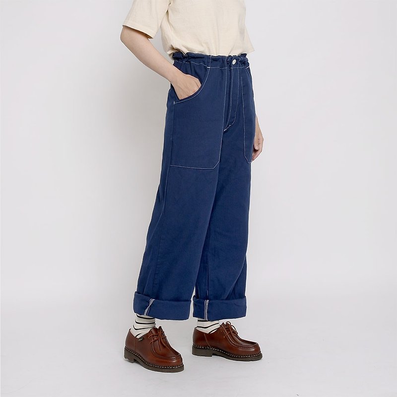 捷克军队厨师裤 / Vintage 古着 - 女装长裤 - 棉．麻 蓝色