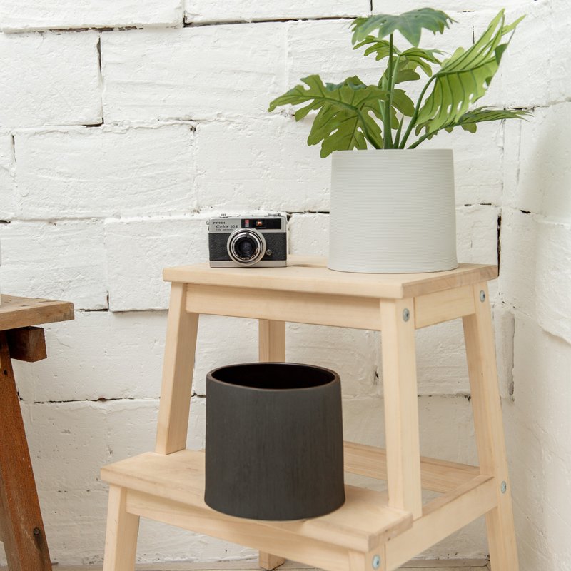 plant pot BLACK AND WHITE big sizes / 2 colors in total - 植栽/盆栽 - 陶 白色