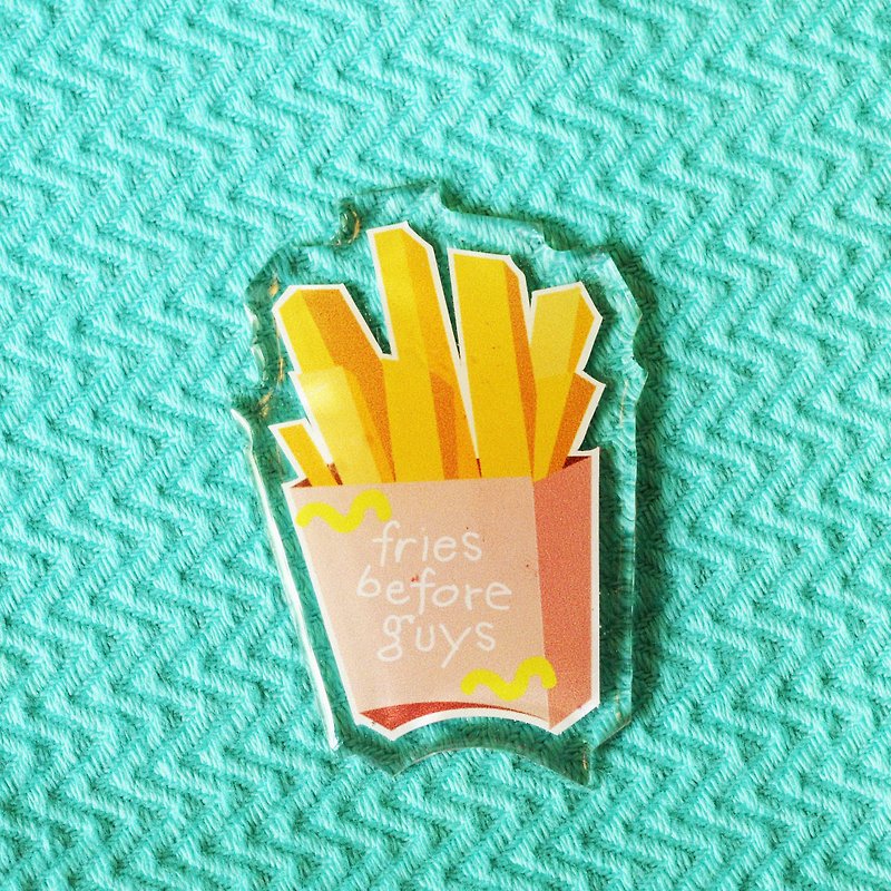 Keychain & Brooch "Fries" - 吊饰 - 压克力 黄色