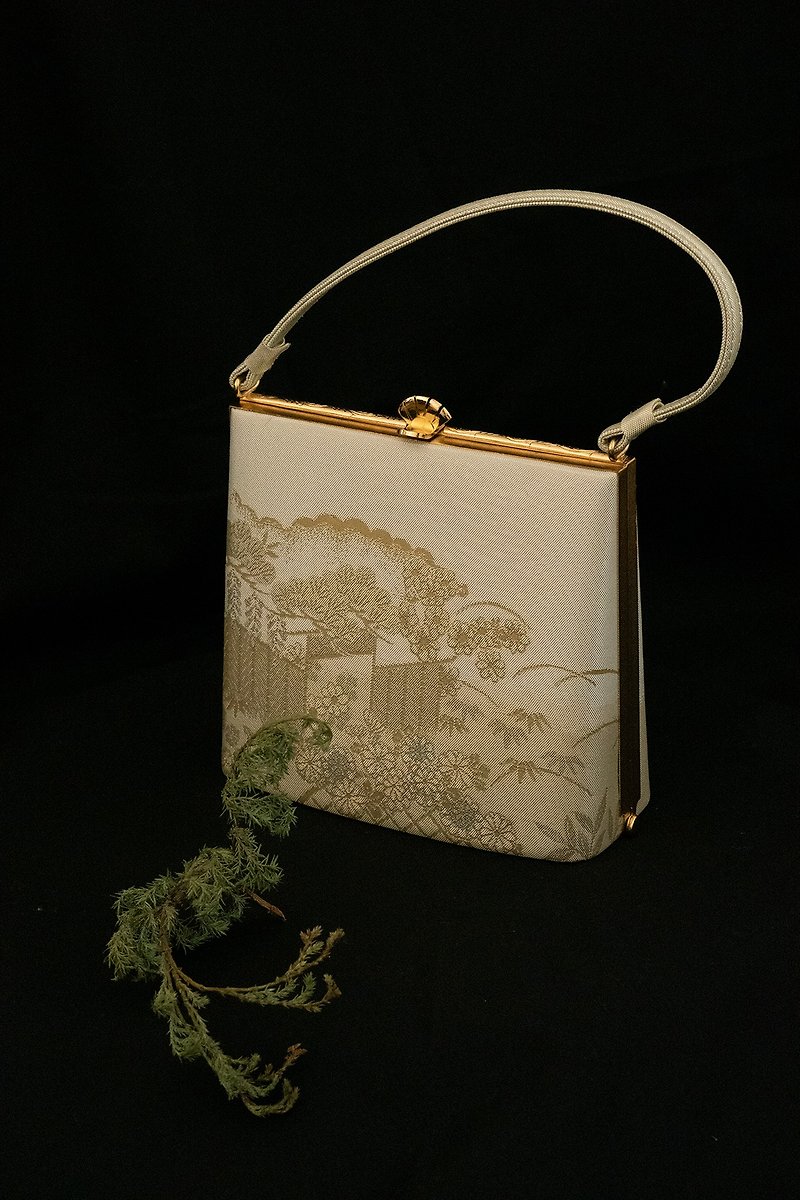 正绢古典花草柄手提包 | 日本进口 - 手提包/手提袋 - 丝．绢 金色