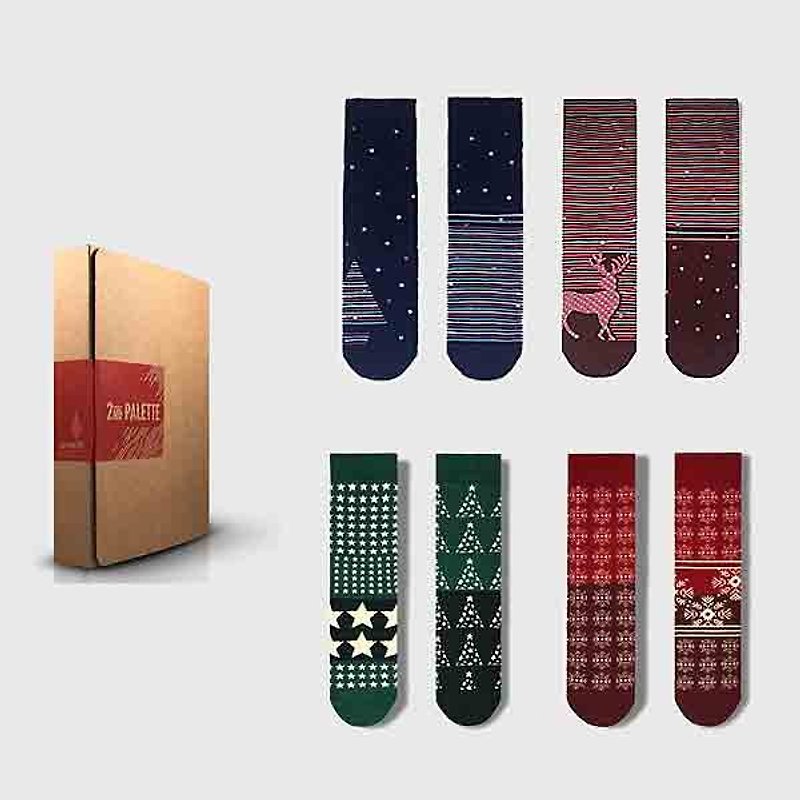 【限定】靴下クリスマスセットC / irregular / socks / xmas / merry x'mas / christmas / couple / pair / blue / red - 袜子 - 棉．麻 红色
