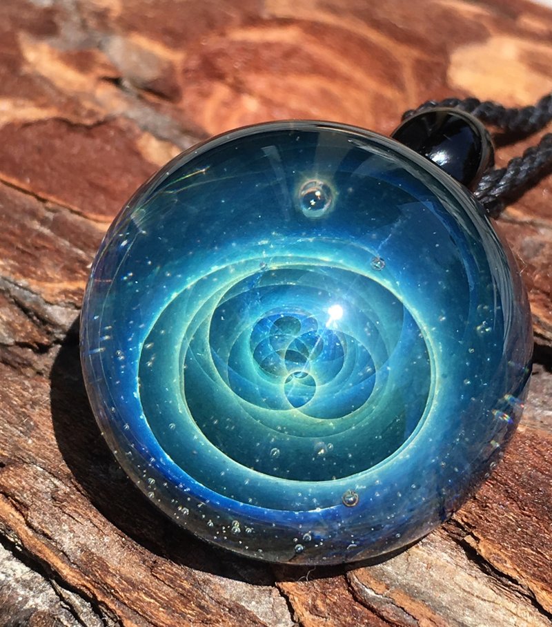 玻璃 项链 蓝色 - boroccus 银河星云旋涡花样抗热玻璃吊坠