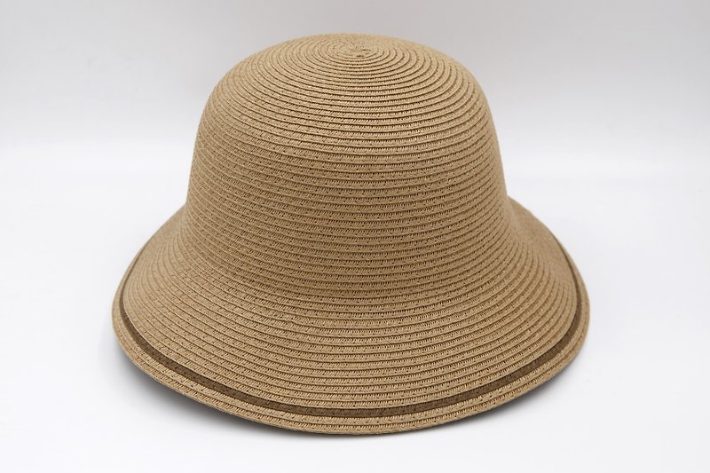 【纸布家】双色渔夫帽(咖啡色)纸线编织 - 帽子 - 纸 咖啡色