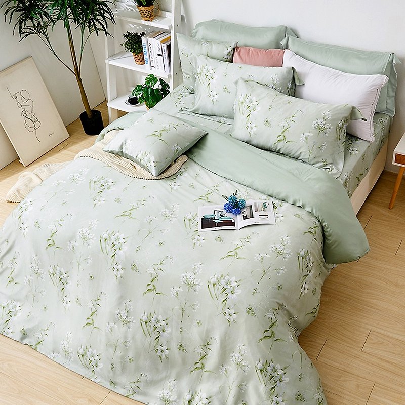 床包被套组-单人/双人/加大/ 60支莱赛尔天丝 / 新枝绿意 台湾制 - 寝具 - 其他材质 绿色