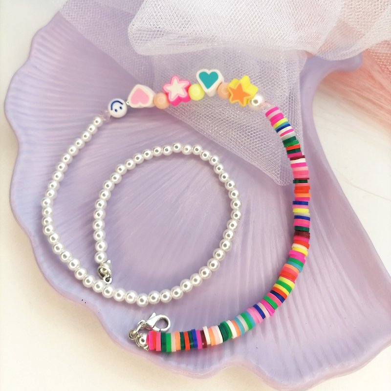 Beaded choker, Pearl choker, Pearl necklace, Beaded necklace, Rainbow necklace - 项链 - 其他材质 白色