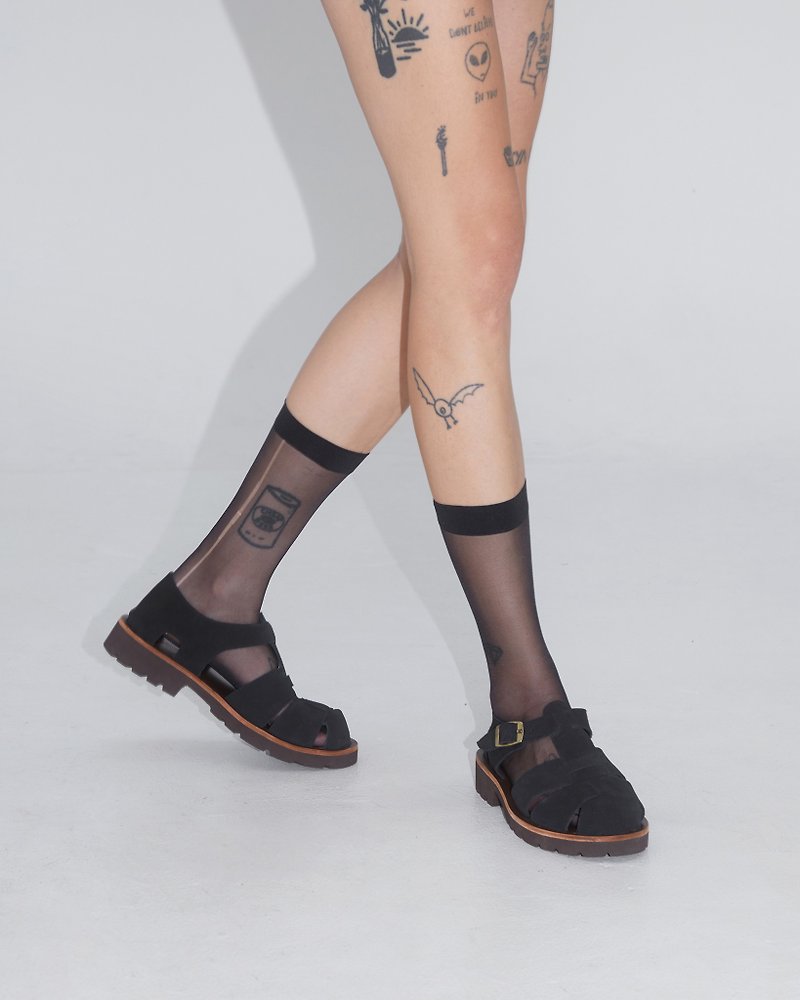 Aster Sandals / Black - 男女凉鞋 - 真皮 黑色