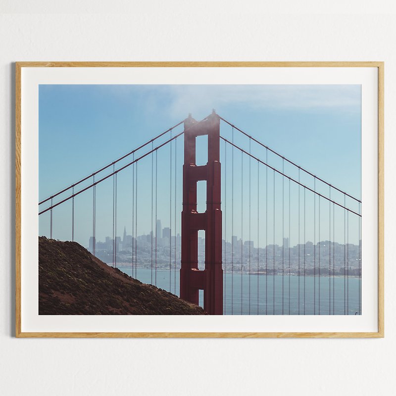 金门大桥金属现代城市景观混凝土建筑红色钢绳工程 - 海报/装饰画/版画 - 纸 