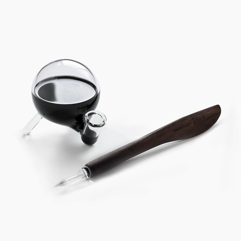 【新品上市】羽翼蘸水笔 x 默契墨水瓶(圆) 手工制文具组 - 其他书写用品 - 玻璃 咖啡色