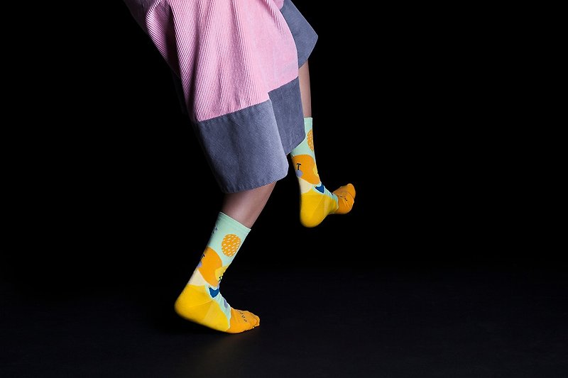[新] Dear, Buncho系列 Buah/水果季节 金黄色 | 短袜 | 男袜 | 女袜 | 色袜 | 几何图案袜子 | 设计师袜子 | 原创袜子 | 马来西亚设计生产 - 袜子 - 棉．麻 黄色