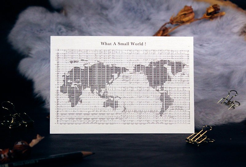 【乐谱明信片】世界地图-小小世界 - 卡片/明信片 - 纸 白色