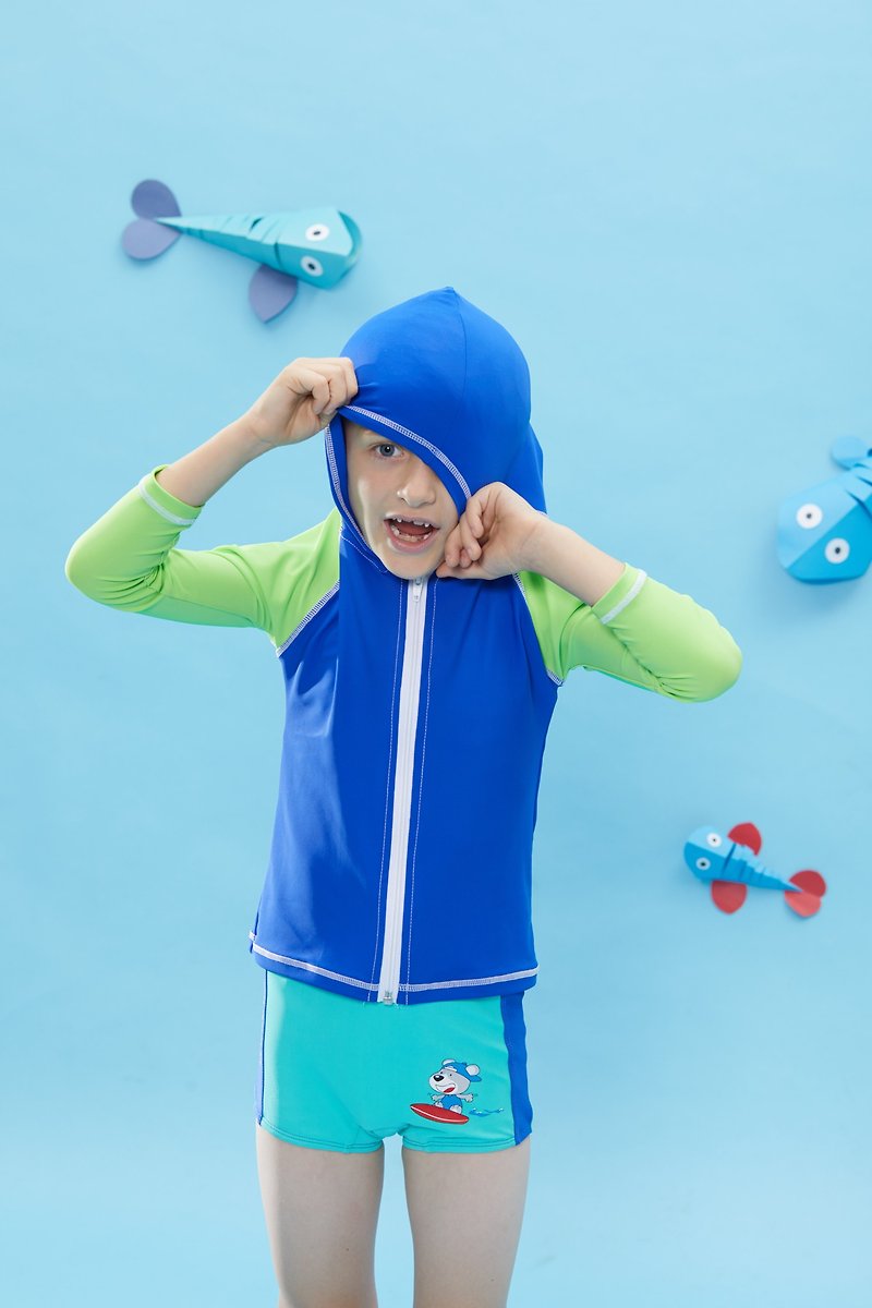 幼童莱卡游泳连帽外套 - 泳衣/游泳用品 - 尼龙 蓝色