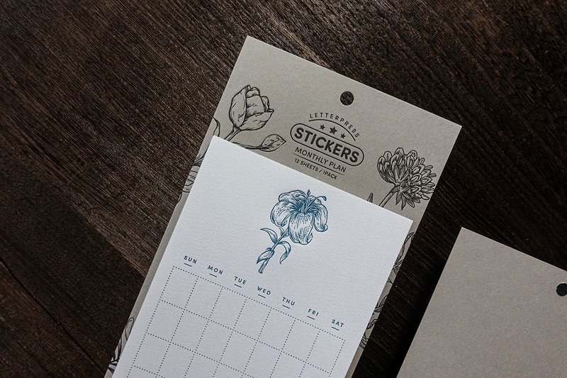 活版印刷 植物系列手账日程贴纸 / 青色