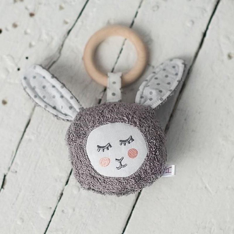 Wooden teething ring toy grey bunny - 玩具/玩偶 - 棉．麻 灰色