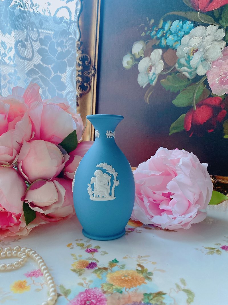 英国制Wedgwood jasper蓝色碧玉浮雕希腊神话花瓶花器母亲节送礼 - 花瓶/陶器 - 瓷 蓝色