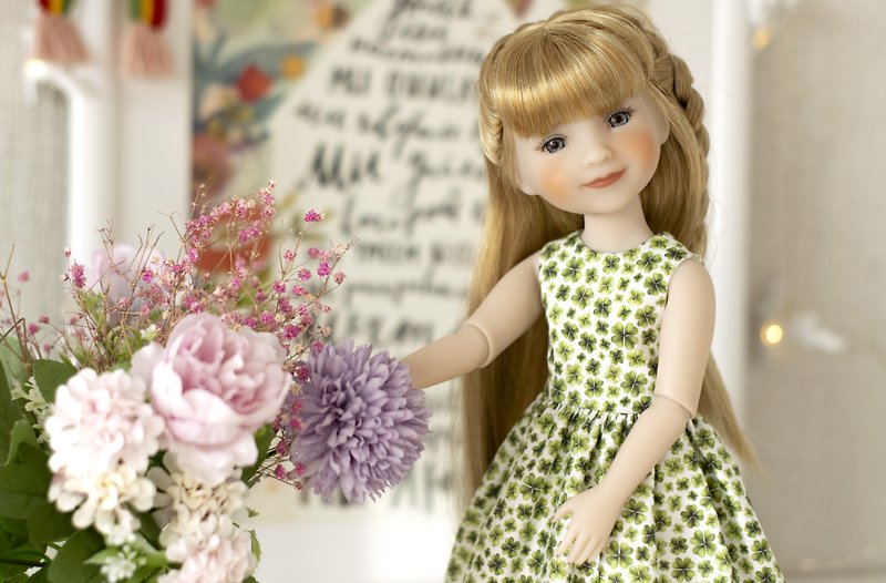 St. Patrick's Day dress for doll Ruby Red Fashion Friends (37 cm / 14.5 inches) - 玩偶/公仔 - 棉．麻 绿色