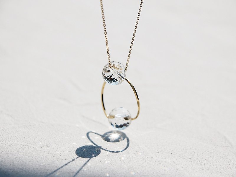 14kgf- twist ring crystal quartz (special cut)2way necklace - 项链 - 宝石 透明