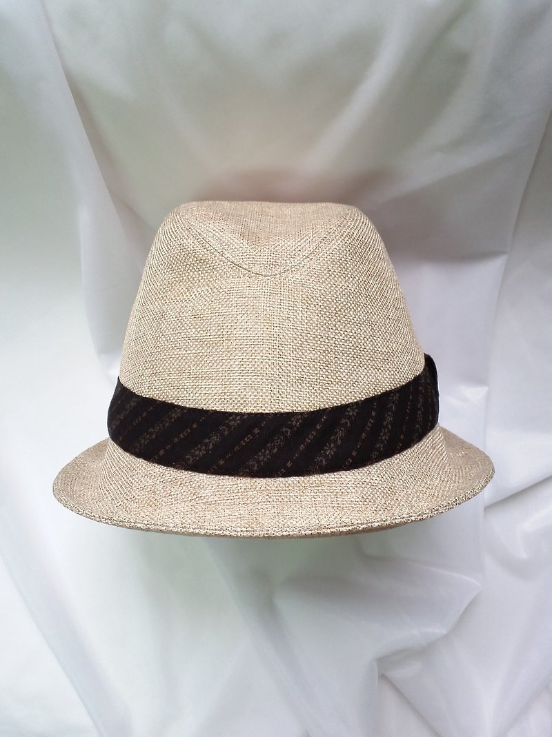 米色棉麻绅士帽(Fedora Hat) - 帽子 - 其他材质 卡其色