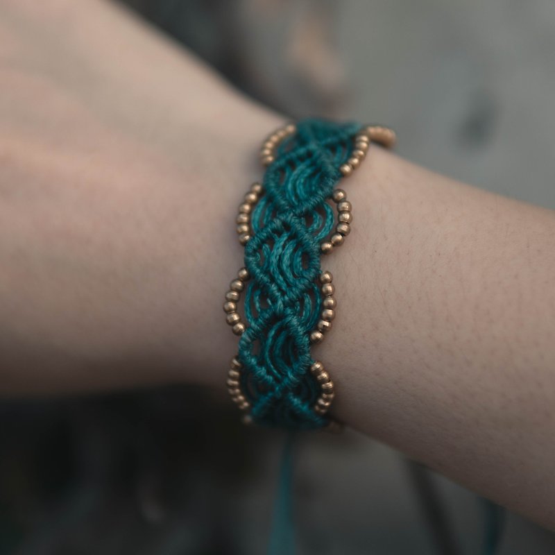 印度串珠手织手环—蓝绿色 - 手链/手环 - 其他材质 