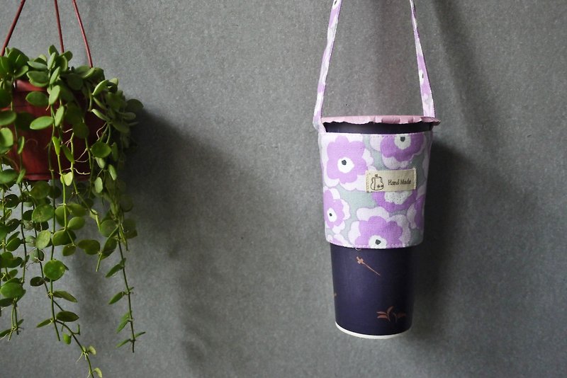 环保礼物 首选饮料提袋 罂粟花(丁香紫) - 随行杯提袋/水壶袋 - 棉．麻 紫色