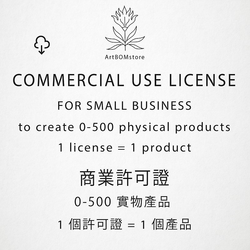 一张商品的商业许可证授予销售 0-500 件实物产品的权利 - 其他 - 其他材质 