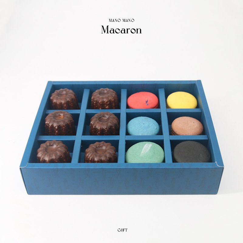 MANO MANO 双飨礼盒 马卡龙6入+可丽露6入 - 蛋糕/甜点 - 其他材质 多色