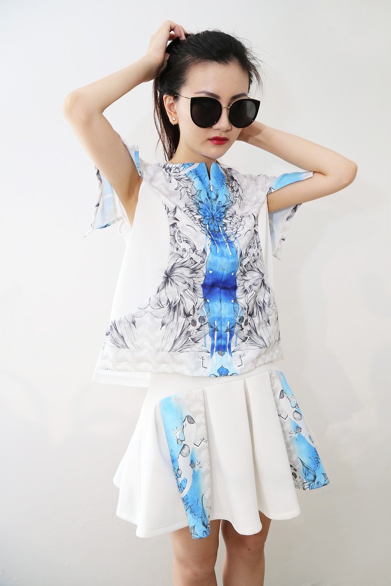 香港设计师品牌 BLIND by JW优雅前拉链上衣（流水） - 女装上衣 - 聚酯纤维 