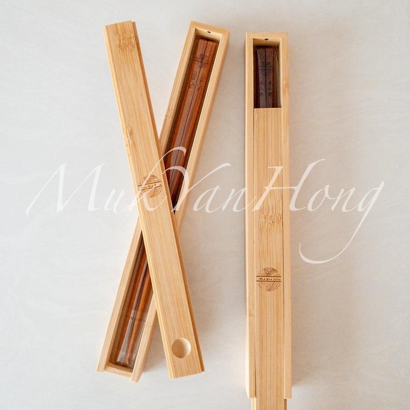 定制商品 原木筷子 一人一双 每枝不同图案 免费刻字 - 筷子/筷架 - 木头 咖啡色