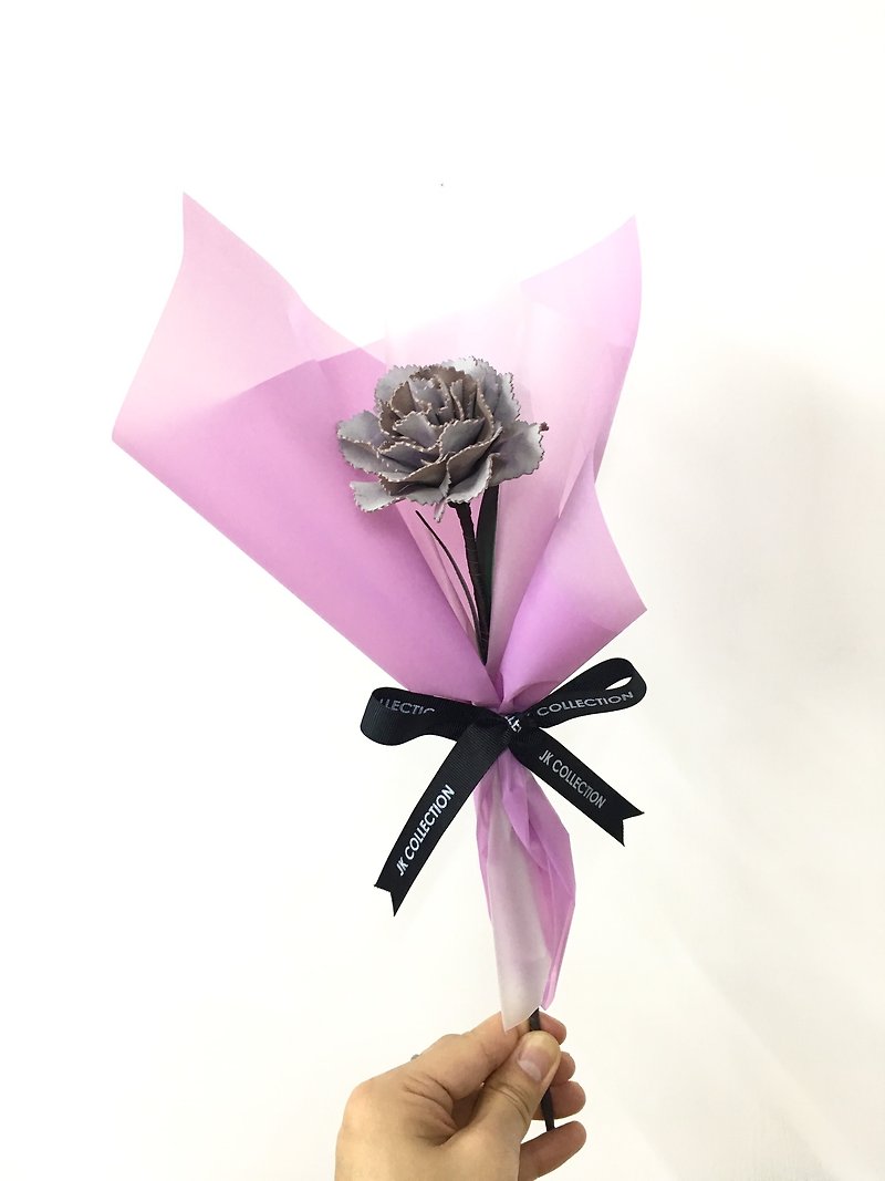 【至爱母亲之选】【母亲节礼物】皮革康乃馨单支花束(紫色拼白色花纸包装) - 摆饰 - 真皮 多色