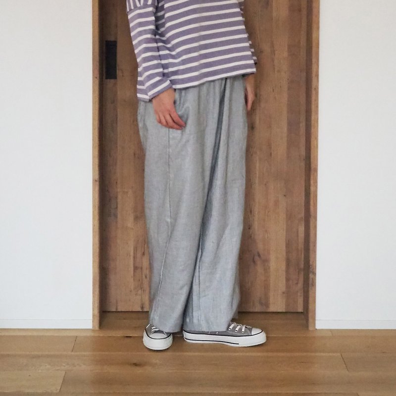 Linen baker pants / GRAY - 女装长裤 - 棉．麻 灰色