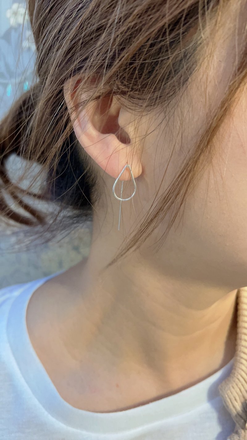 水滴耳勾耳环 - 耳环/耳夹 - 纯银 透明