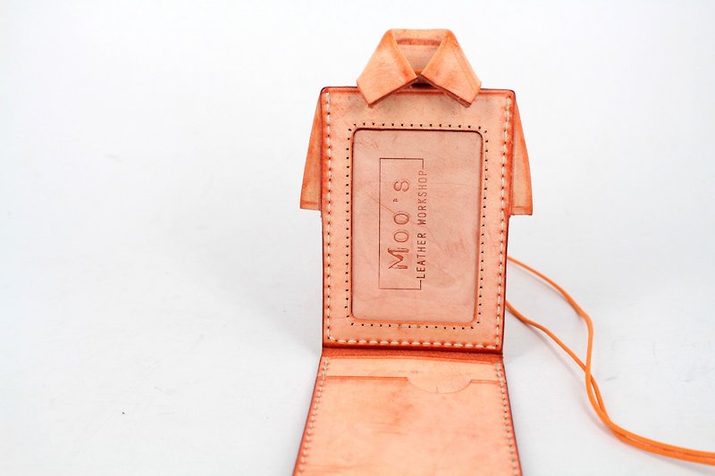 MOOS X WASOME ORIGAMI 植鞣牛革 全人手缝制 证件套(橘色) - 皮夹/钱包 - 真皮 橘色