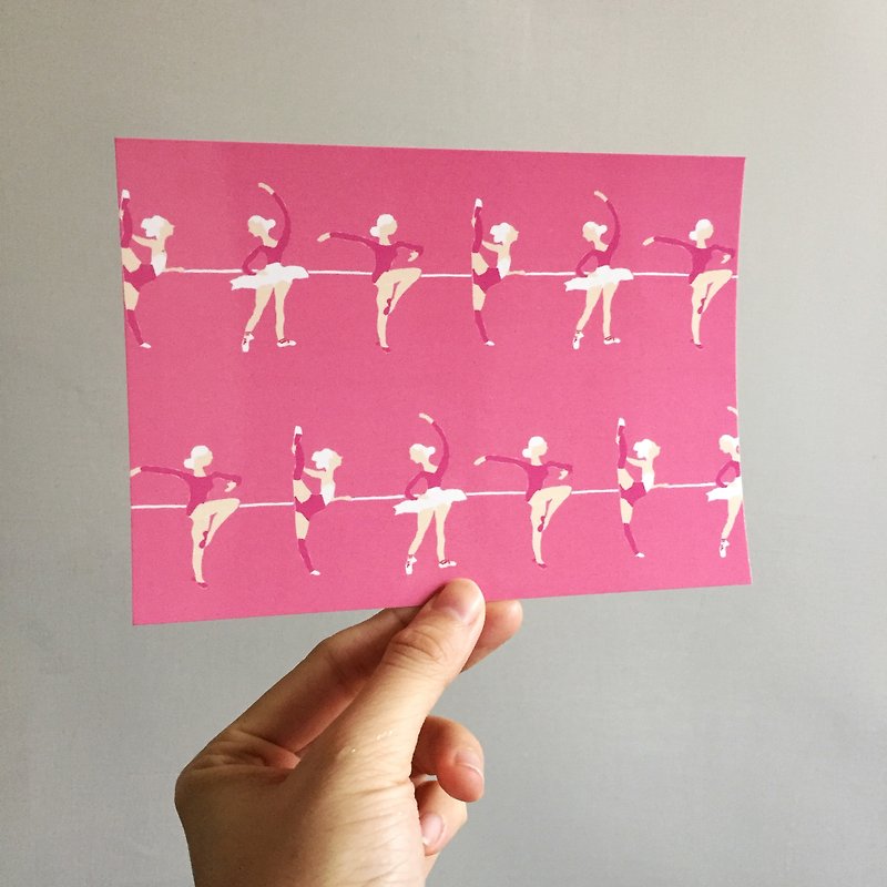芭蕾舞女孩的练习 粉红色的教室 明信片 - 卡片/明信片 - 纸 粉红色