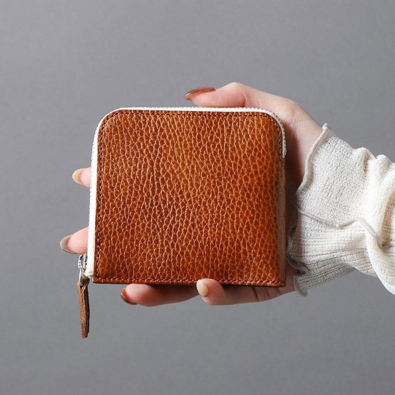 薄さと収納力を追求した大きく開くL字ファスナー財布 - 皮夹/钱包 - 真皮 