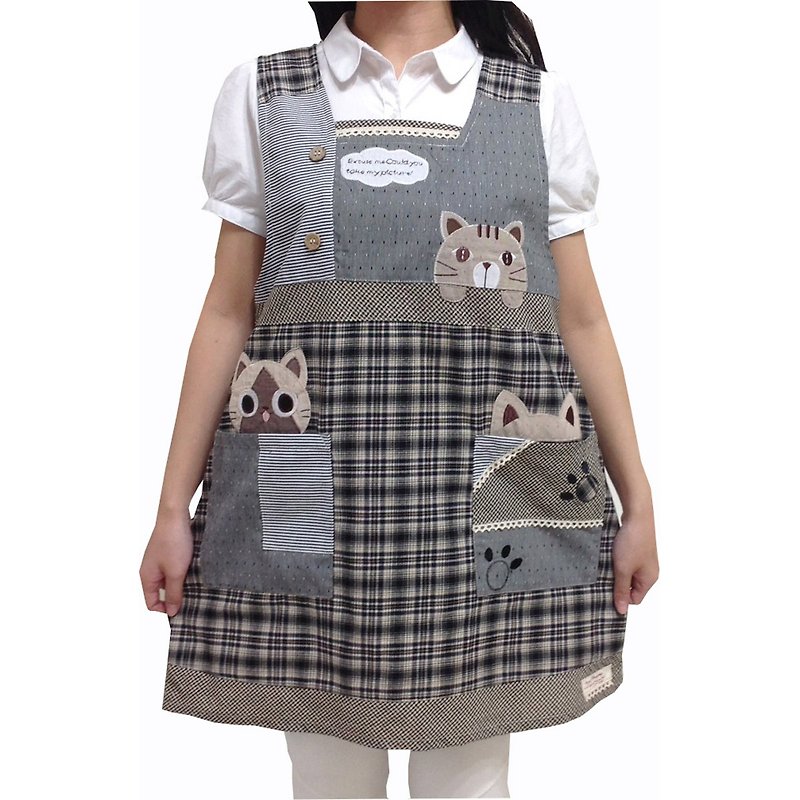【BEAR BOY】白云猫2口袋围裙-(后绑) - 围裙 - 其他材质 